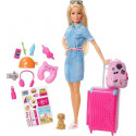 Barbie travel doll (blond) and accessories - FWV25
