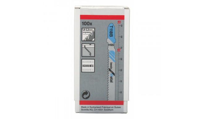 Bosch HSS jigsaw blade Basic for Metal T118B - 100-pack - 2608631965