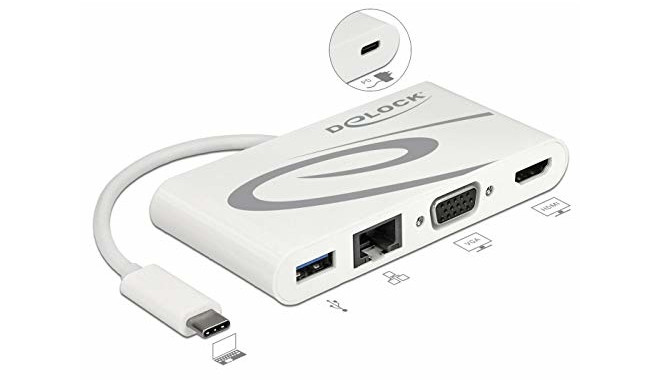 DeLOCK Dockingstation USB C 3.1 > HDMI 4K + VGA + LAN + USB, Adapter