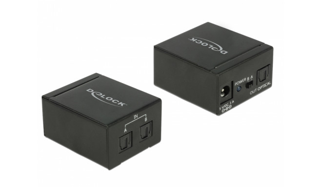 Toslink switch, 2 sisse / 1 välja, metallist karbiga