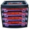 4 Cell Black, Orange, Red Polypropylene, Adjustable Storage Box, 300mm x 280mm