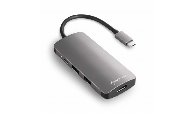 Sharkoon USB 3.0 Type C Multiport Adapter - USB-C, HDMI, MicroSD, SD - dark grey