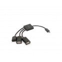 Gembird kaabel USB OTG microUSB - 2xUSB-AF + BF micro 13cm