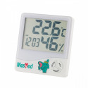 Hygrometer MM-777 Higo with temometer and clock function, white