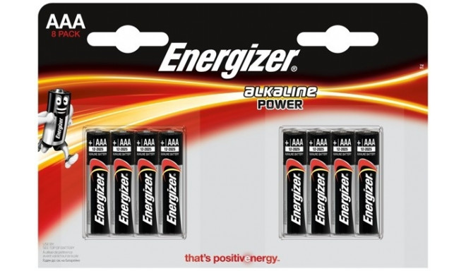 Energizer patarei Alkaline Power AAA E92 8tk Blister