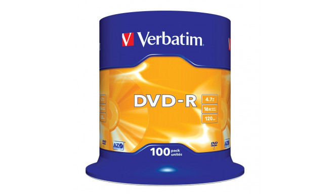 Verbatim DVD-R 4,7GB 16x 100tk tornis (43549)