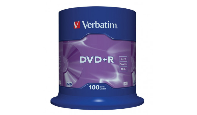 Verbatim DVD toorikud DVD+R 16x 4.7GB 100P CB Matt Silver 100tk (43551)