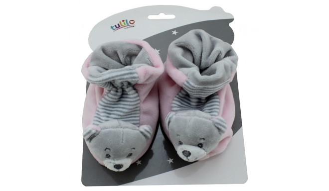 Boots with Rattle New Baby - Bear pink 10 cm