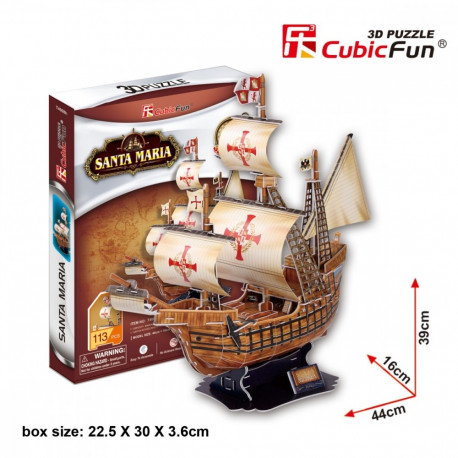 CubicFun 3D pusle PUZZLE Sailing Ship Santa Maria 113tk