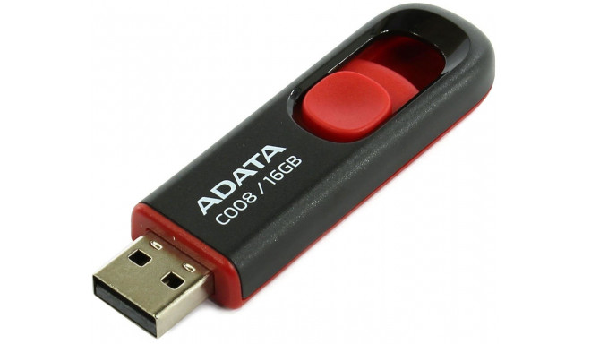 Adata mälupulk 16GB C008 USB 2.0, must/punane