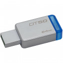 Kingston mälupulk 64GB USB 3.0 DataTraveler 50, hõbedane/sinine