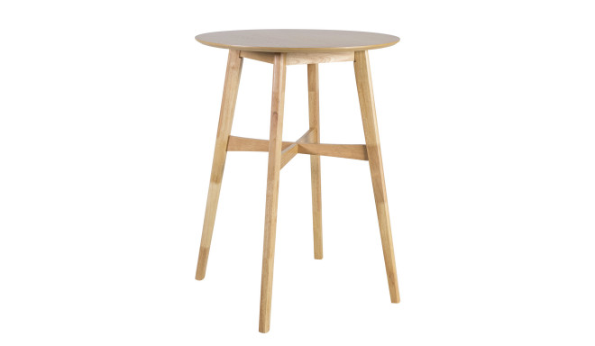 Bar table BLOOM D80xH107cm, table top: MDF with natural oak veneer, legs and frame: rubber wood, col