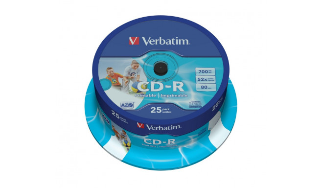 Verbatim CD-R 700MB 52x Printable 25tk tornis (43439)