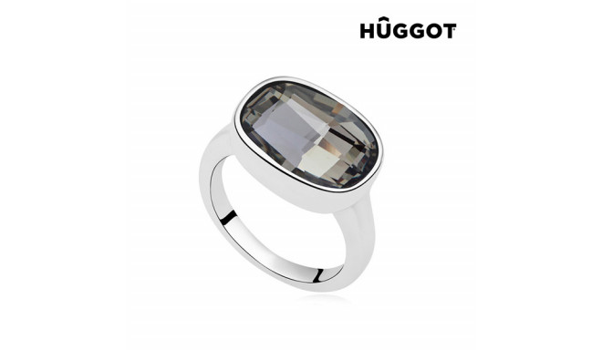 Hûggot Night Rhodium-Plated Ring Created with Swarovski®Crystals (17,5 mm)