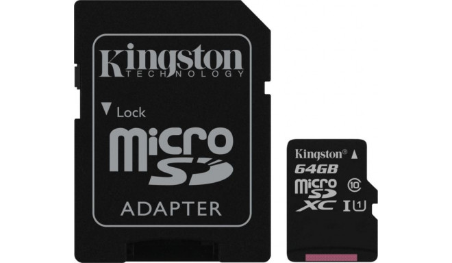 Kingston mälukaart microSDXC 64GB Canvas Select UHS-I (U1)