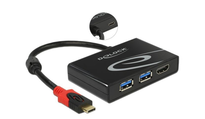 ADAPTER USB TYPE-C 3.1->2X USB TYPE-A+HDMI 4K 30HZ (DISPLAYPORT ALTERNATE MODE) DELOCK