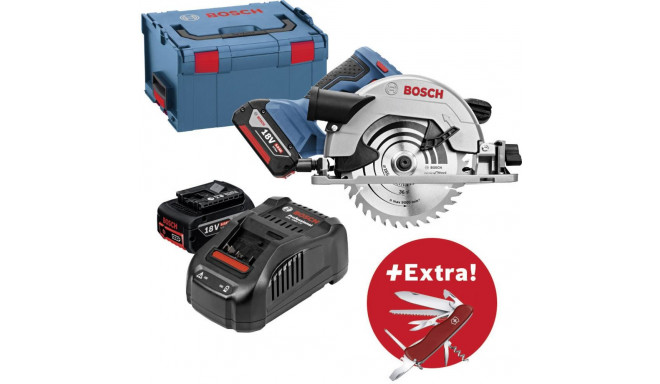 Bosch Bosc GKS 18V-57 G 2x5.0Ah - blue / black - L-BOXX - 2x Li-Ion rechargeable battery 5.0Ah