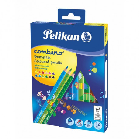 Pelikan värvipliiats, combino, 12 värvi, jäme