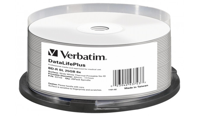 Verbatim BD-R 25GB 6x Printable 25pcs Cake Box