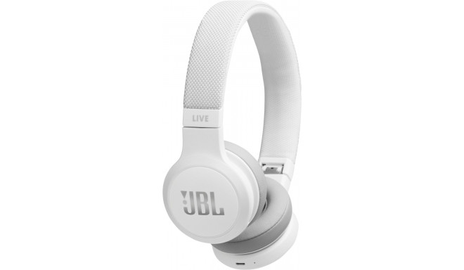 JBL juhtmevabad kõrvaklapid + mikrofon Live 400BT, valge