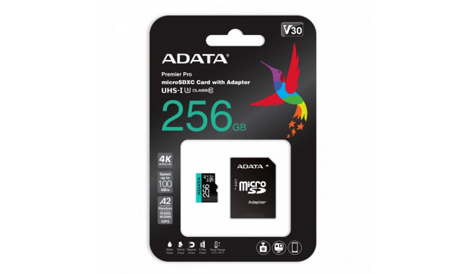 Adata memory card microSDXC 256GB Premier Pro 256 GB UHS-I U3 V30 A2 + adapter 