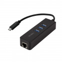 Adapter gigabit USB 3.0 type-C to 1x RJ45 and 3xUSB 3.0 type A