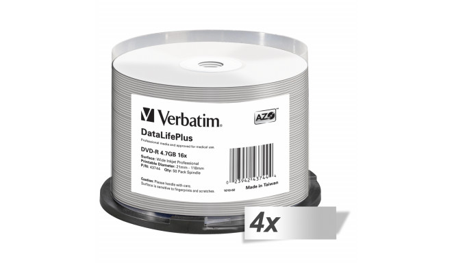 4x50 Verbatim DVD-R 4,7GB 16x wide printable NON-ID