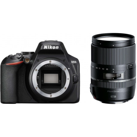 Nikon D3500 + Tamron 16-300mm, melns