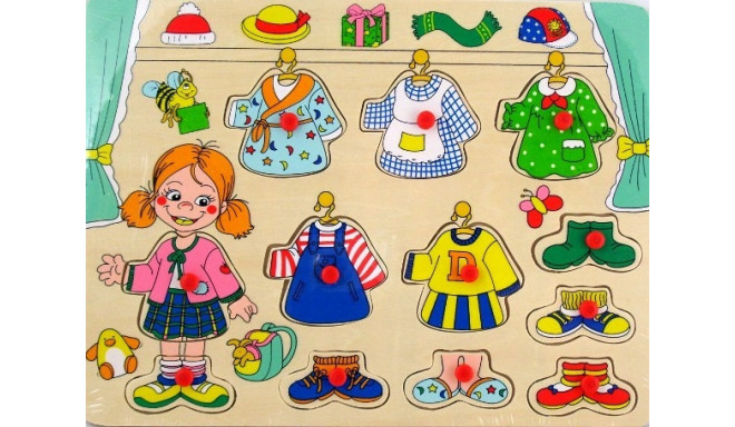 Wooden puzzle, girl dress up