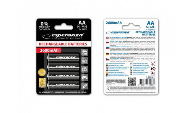 Esperanza rechargeable battery 2600mAh AA/4BP