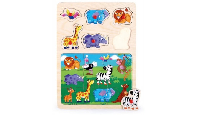 Wooden puzzle with thumbtacks 2in1 TOP BRIGHT - Safari