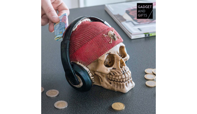 Gadget and Gifts'i piraadi kolju kujuline rahakassa koos kõrvaklappidega