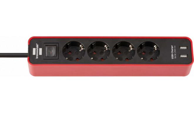 Brennenstuhl extension cord Ecolor 4 sockets USB 1.5m, red