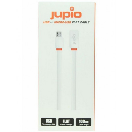 Jupio plakanais kabelis Micro USB baltais 1m