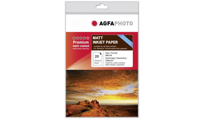 AgfaPhoto fotopaber A4 Premium Double Matt 220g 20 lehte