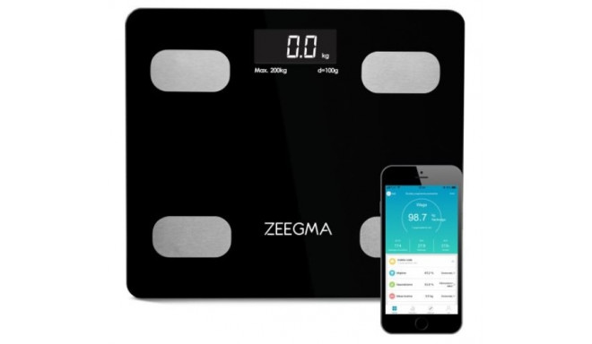 Analytical bathroom scale with aplication 17in1 black