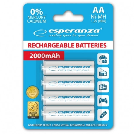 Esperanza EZA104W PRECHARGED HR6 2000MAH ALWAYS READY BLISTERA IEPAKOJUMĀ 4GB.
