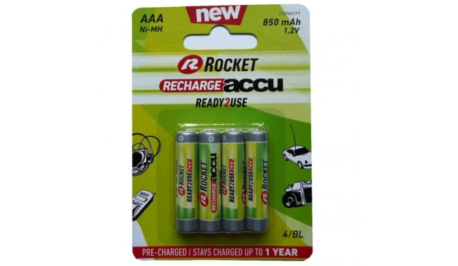 Rocket Precharged HR03 850MAH ALWAYS READY Blister Pack 4pcs.