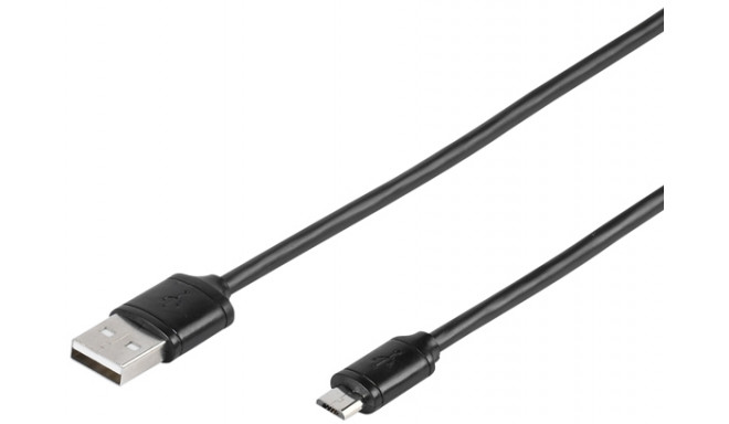 Vivanco kaabel microUSB - USB 1m, must (35815)