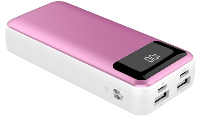Platinet power bank 10000mAh LCD USB-C, pink