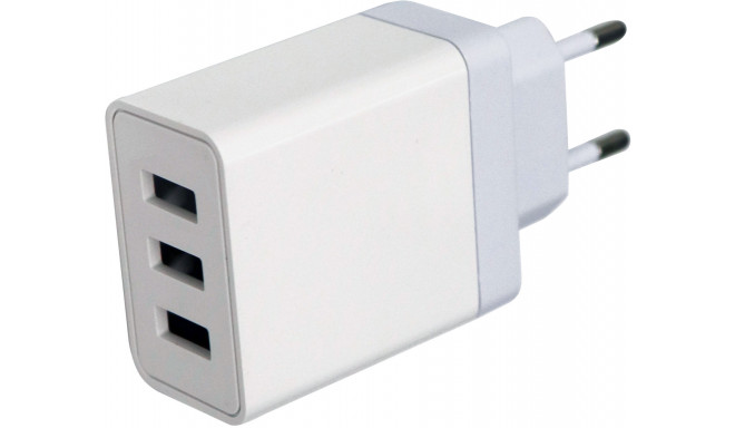 Platinet USB charger 3xUSB 3A 15W, white (44754)