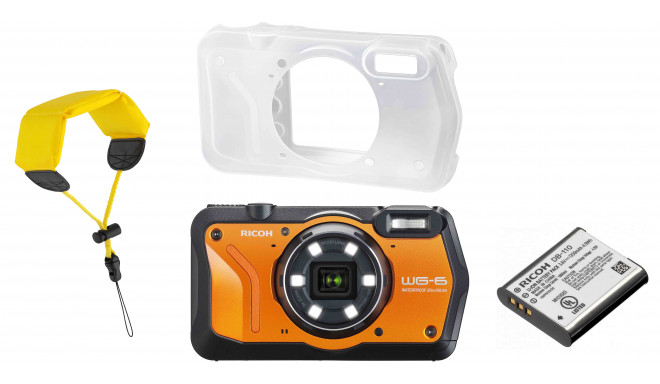 Ricoh WG-6 Kit, оранжевый (дополнительный аккумулятор + футляр + плавучий ремень на руку)