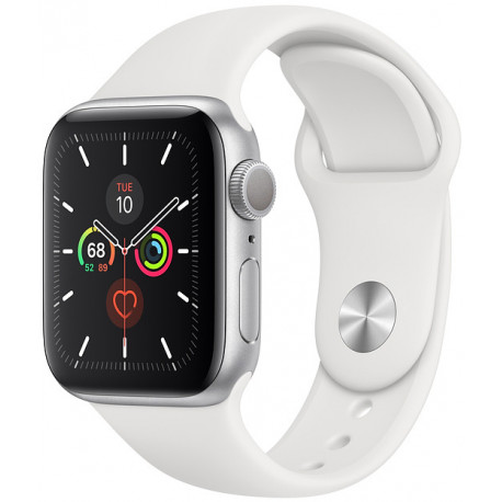 Apple Watch 5 GPS 44mm Sport Band, silver/white
