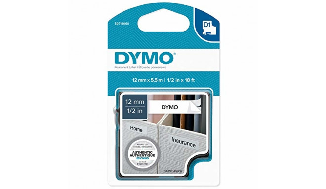 Dymo D1 polyester tape black / white 12mmx5,5m