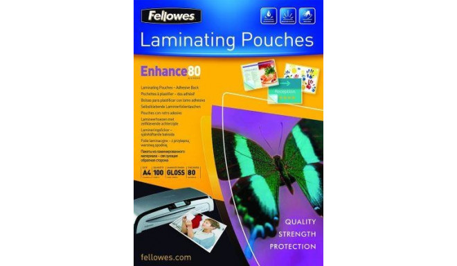 LAMINATOR POUCH ADHESIVE BACK/A4 80 100PCS 5302202 FELLOWES