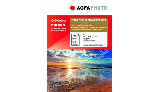 Agfaphoto fotopaber A4 Professional High Glossy 260g 20 lehte