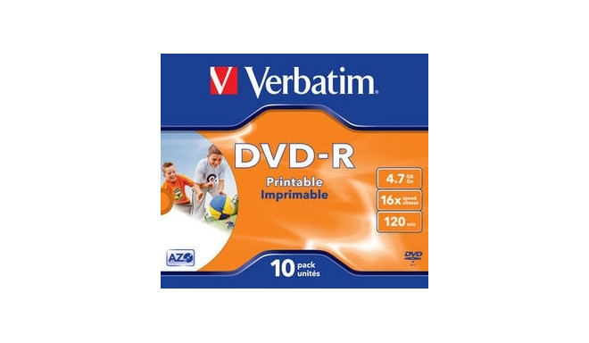 DVD-R 4,7GB 16x Printable jewel Verbatim /10/