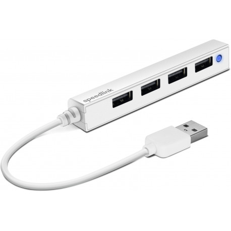 Speedlink USB sadalītājs Snappy Slim 4-port USB 2.0 Passive, balts (SL-140000-WE)