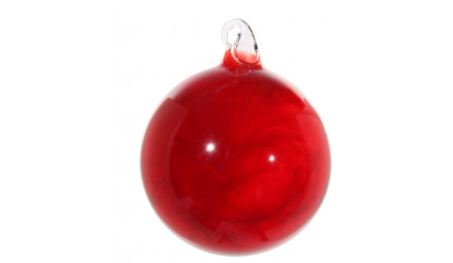 Jõulukaunistus kuusele, pall 8cm, sulega, punane klaas