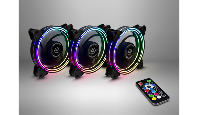 ALSEYE Halo Fan Set 3.0 120x120x25 mm case fan (black, 3-pack with remote control)